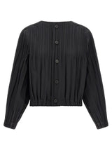 PLEATS PLEASE ISSEY MIYAKE Black Polyester Coat