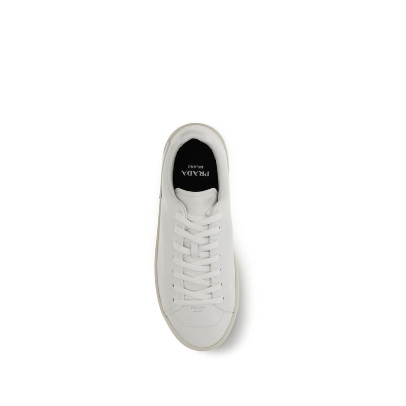 Prada White Calf Leather Bos Taurus Low Top Sneakers