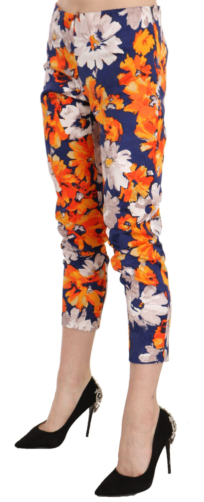 Pantalon slim à imprimé floral bleu LANACAPRINA