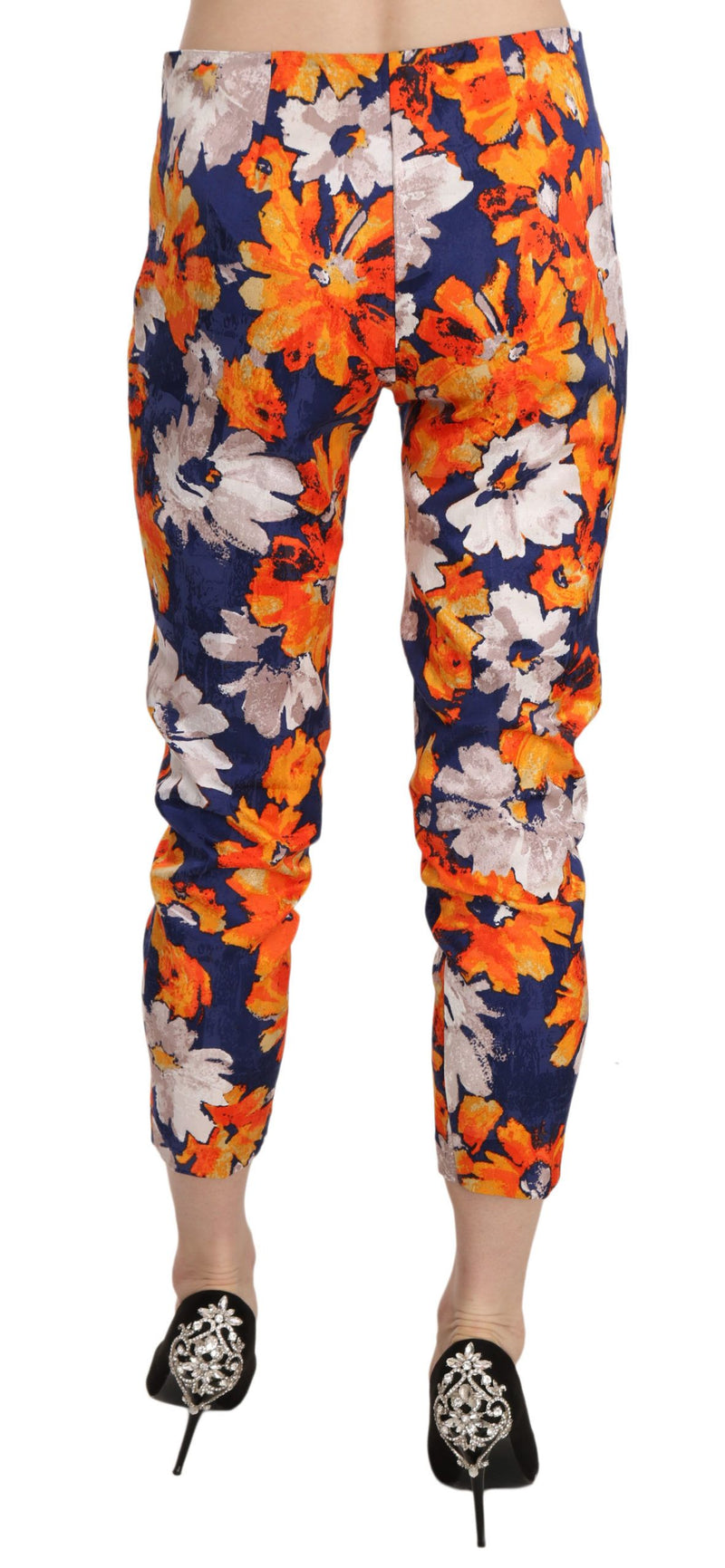 Pantalon slim à imprimé floral bleu LANACAPRINA