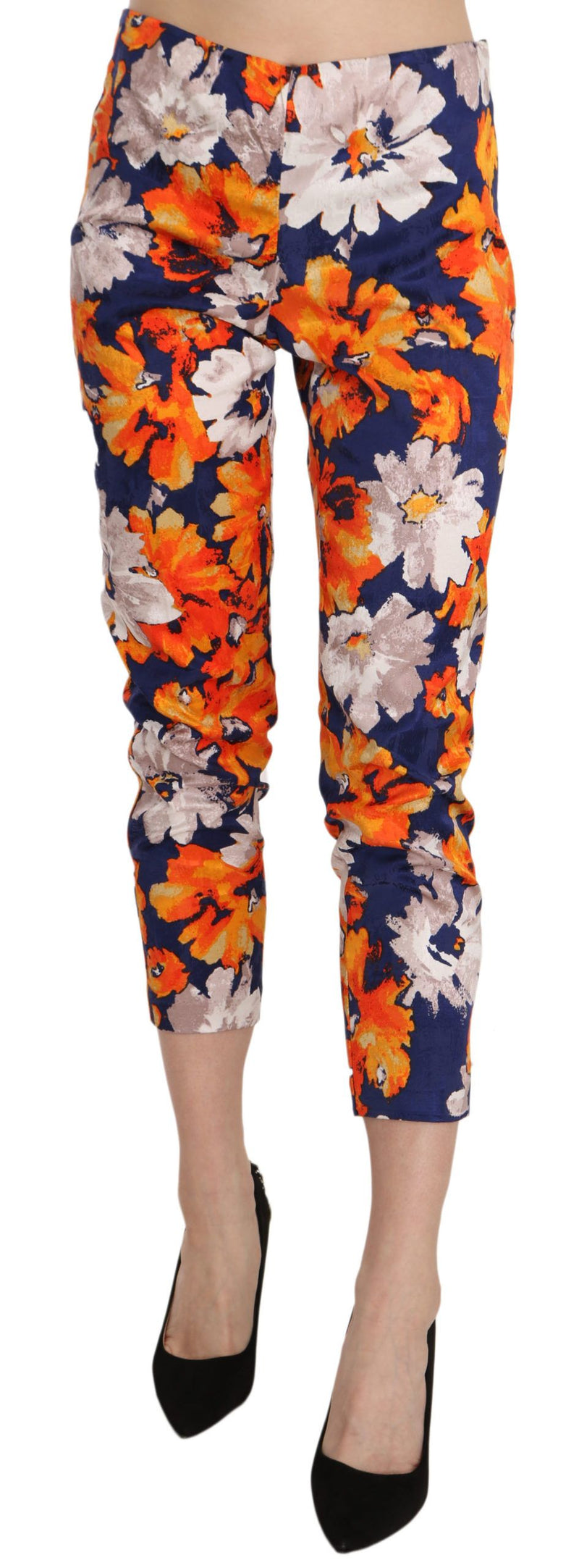 Pantalon slim à imprimé floral bleu LANACAPRINA