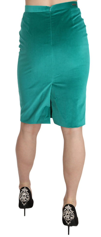 Jupe crayon midi en twill vert uni, longueur genou, de GF Ferre