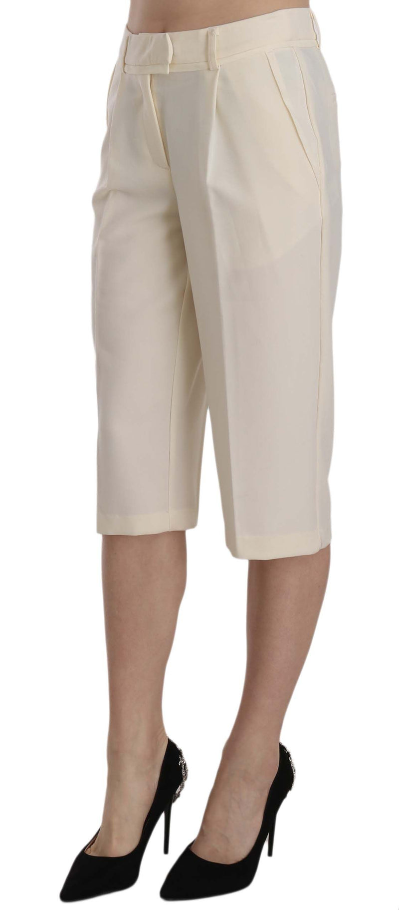Pantalon droit taille mi-hauteur en coton couleur crème de Silvian Heach