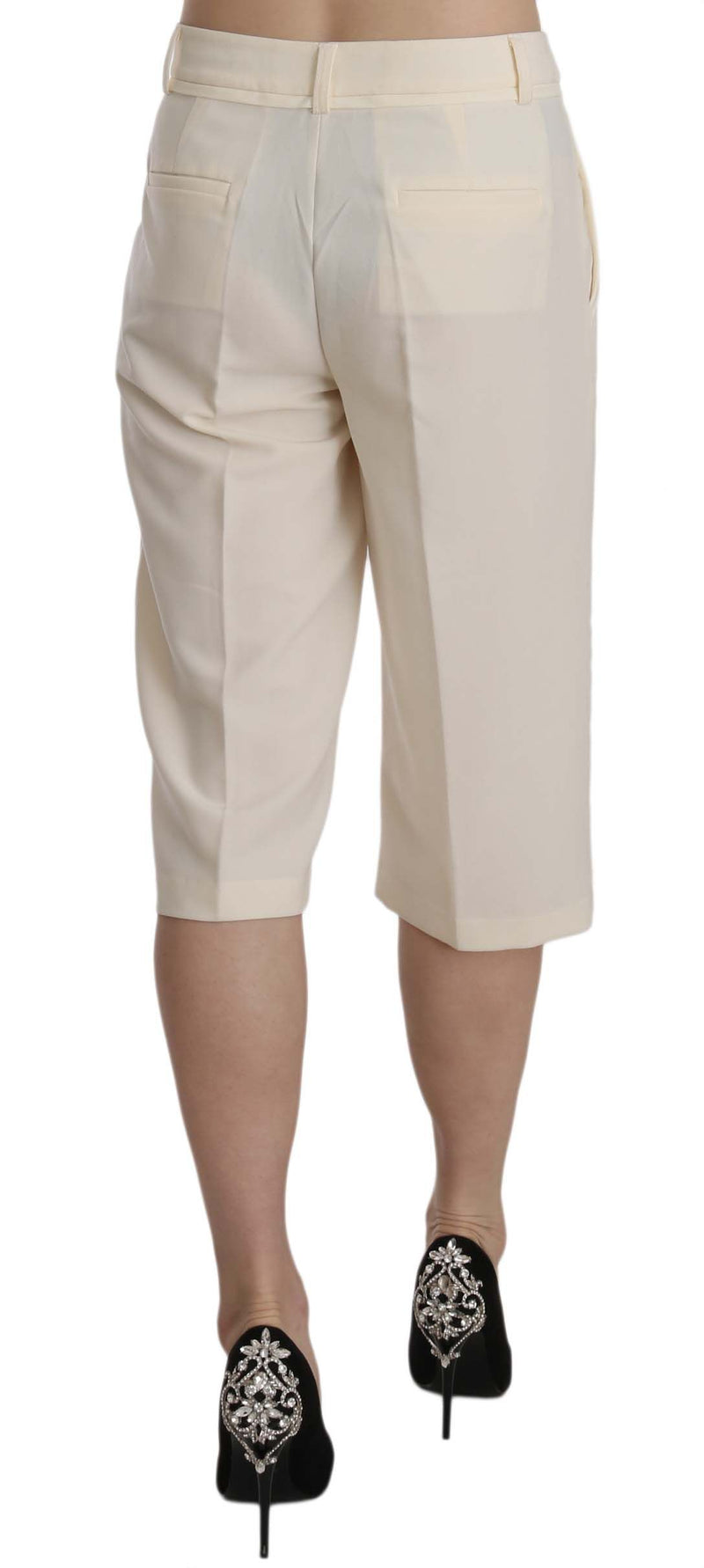 Pantalon droit taille mi-hauteur en coton couleur crème de Silvian Heach