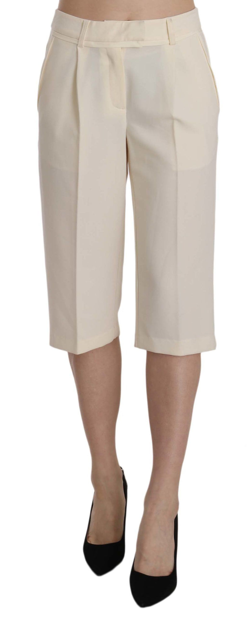 Pantalon droit taille mi-hauteur en coton couleur crème de Silvian Heach