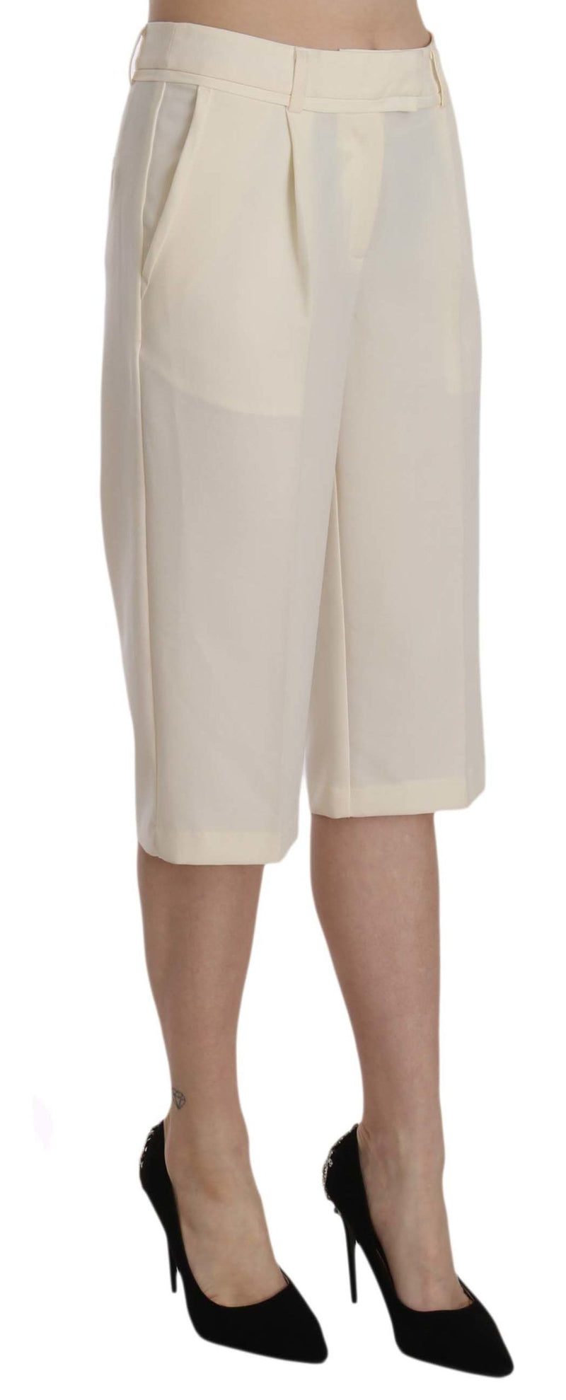 Pantalon droit taille mi-hauteur en coton couleur crème de Silvian Heach