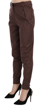 Pantalon tailleur formel marron taille haute et coupe fuselée Just Cavalli