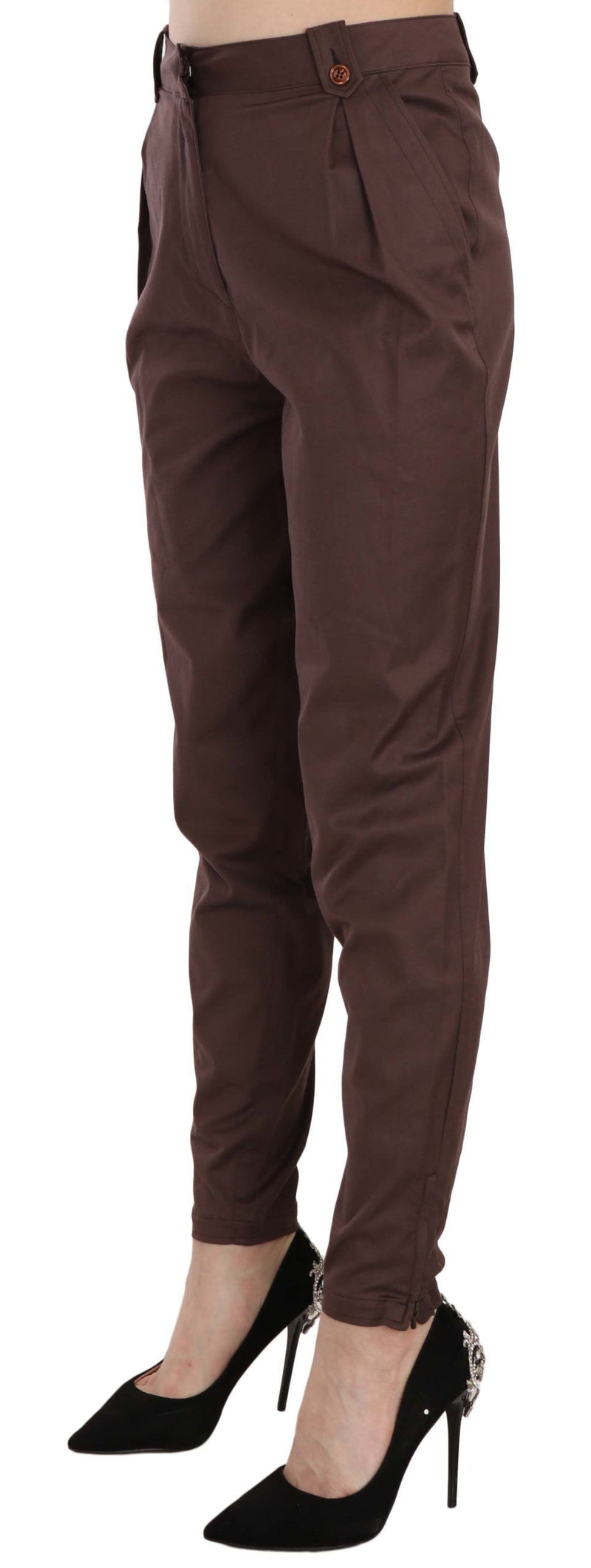 Pantalon tailleur formel marron taille haute et coupe fuselée Just Cavalli