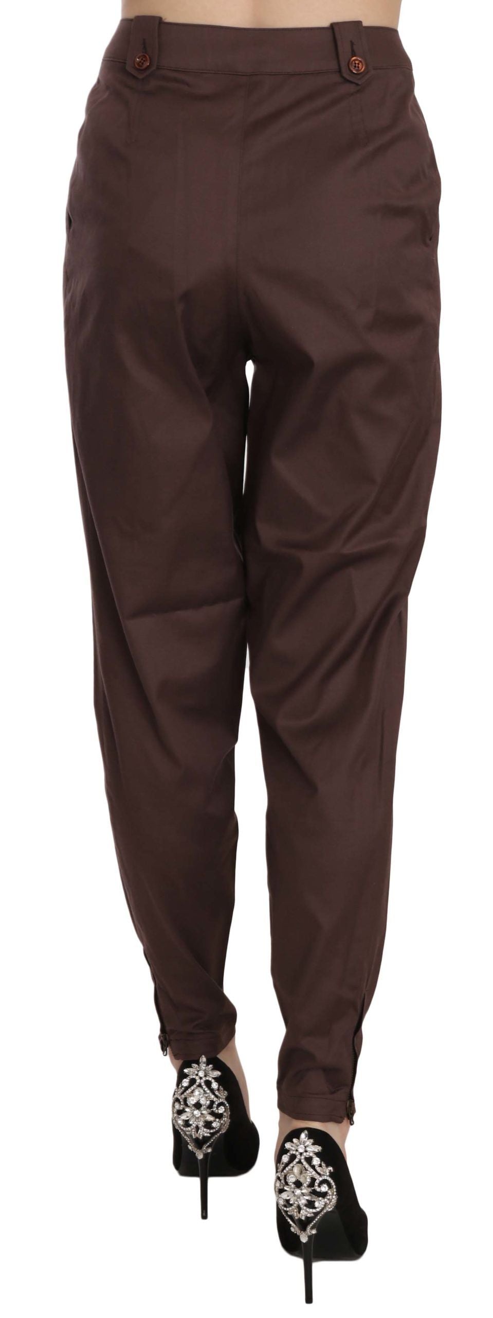 Pantalon tailleur formel marron taille haute et coupe fuselée Just Cavalli