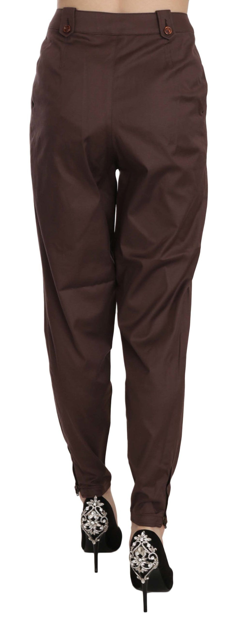 Pantalon tailleur formel marron taille haute et coupe fuselée Just Cavalli