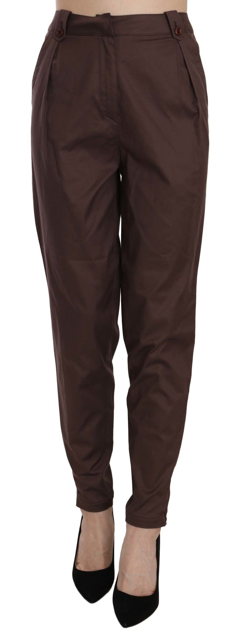 Pantalon tailleur formel marron taille haute et coupe fuselée Just Cavalli