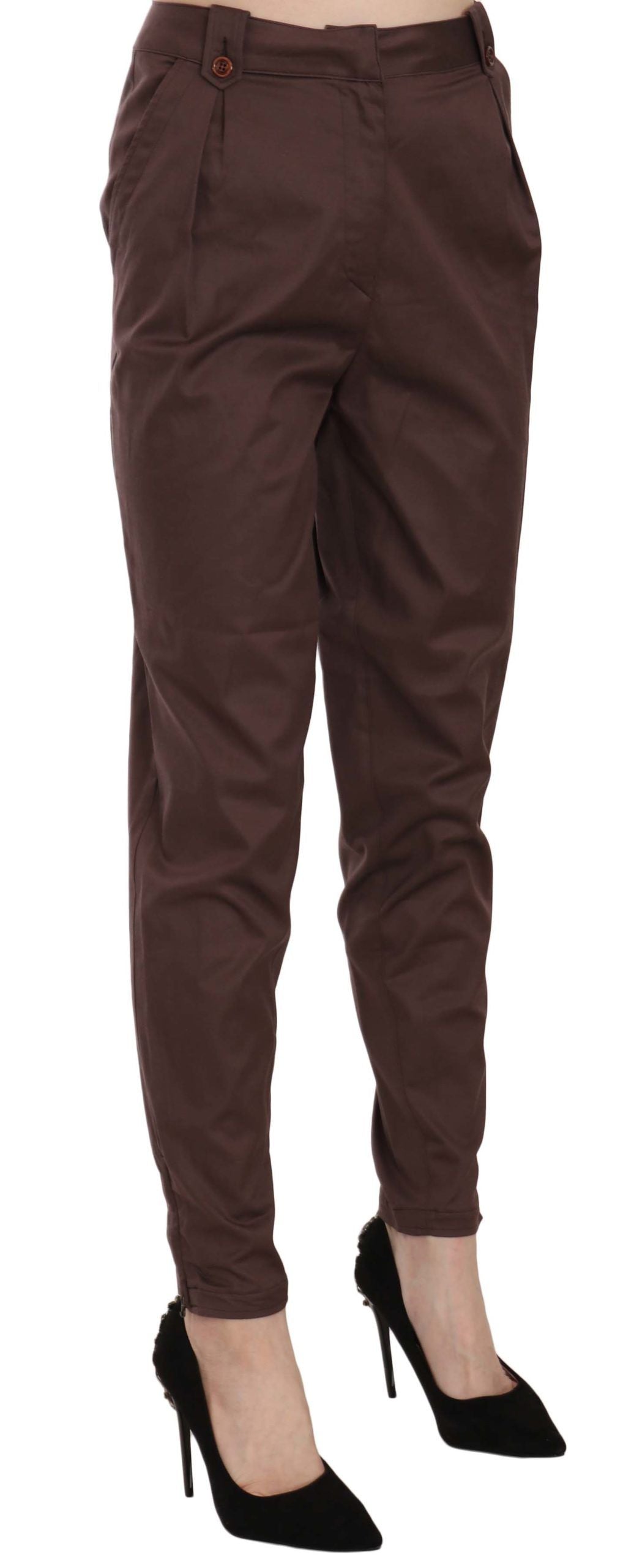 Pantalon tailleur formel marron taille haute et coupe fuselée Just Cavalli
