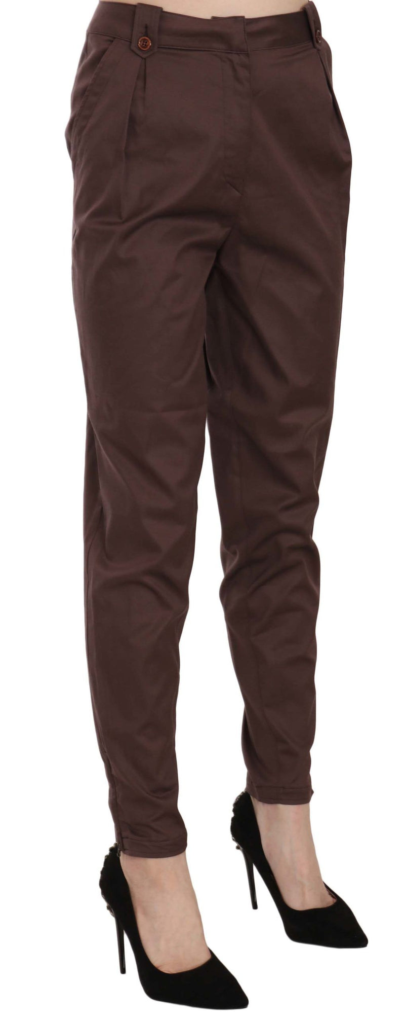 Pantalon tailleur formel marron taille haute et coupe fuselée Just Cavalli