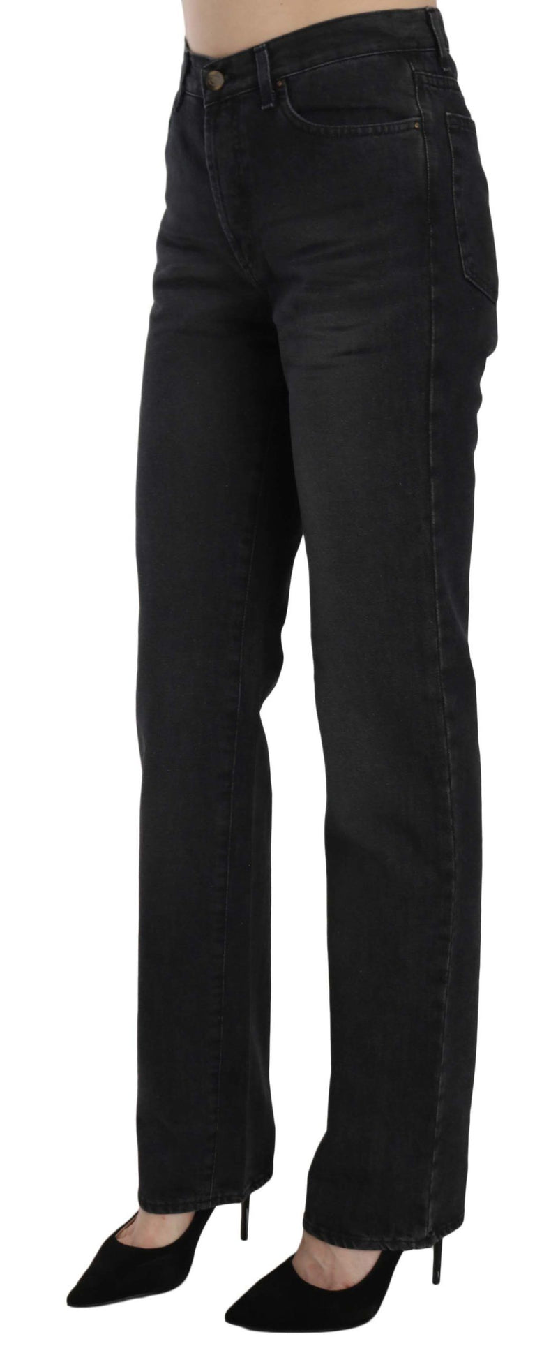 Jean droit taille haute en jean noir délavé Just Cavalli