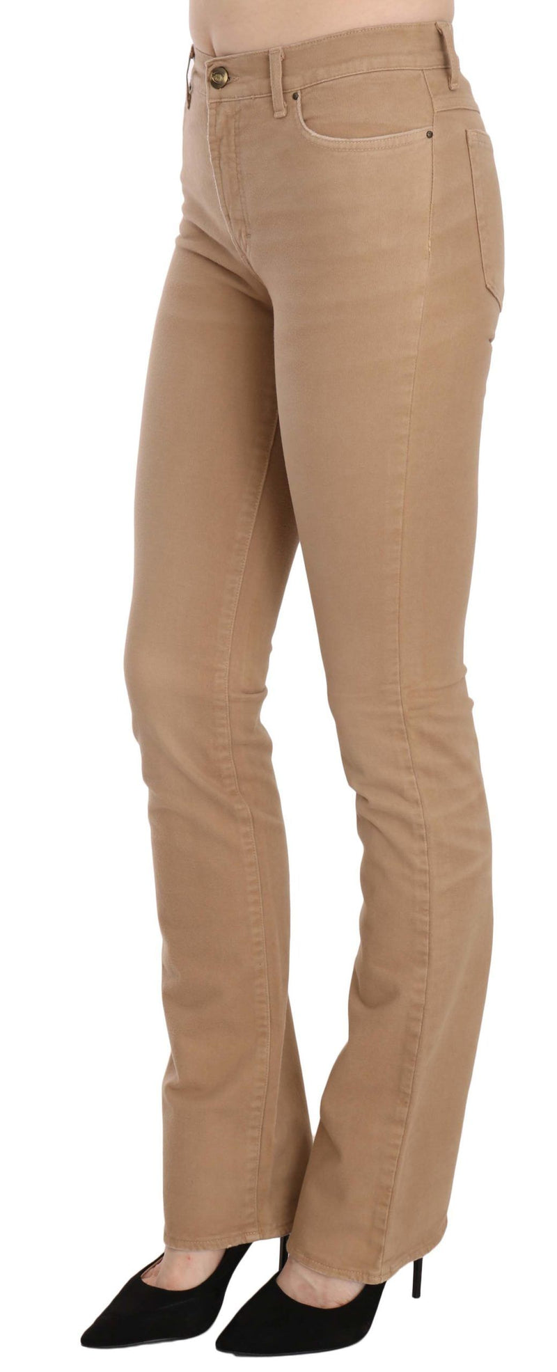 Pantalon slim en coton stretch marron Just Cavalli, taille mi-hauteur.
