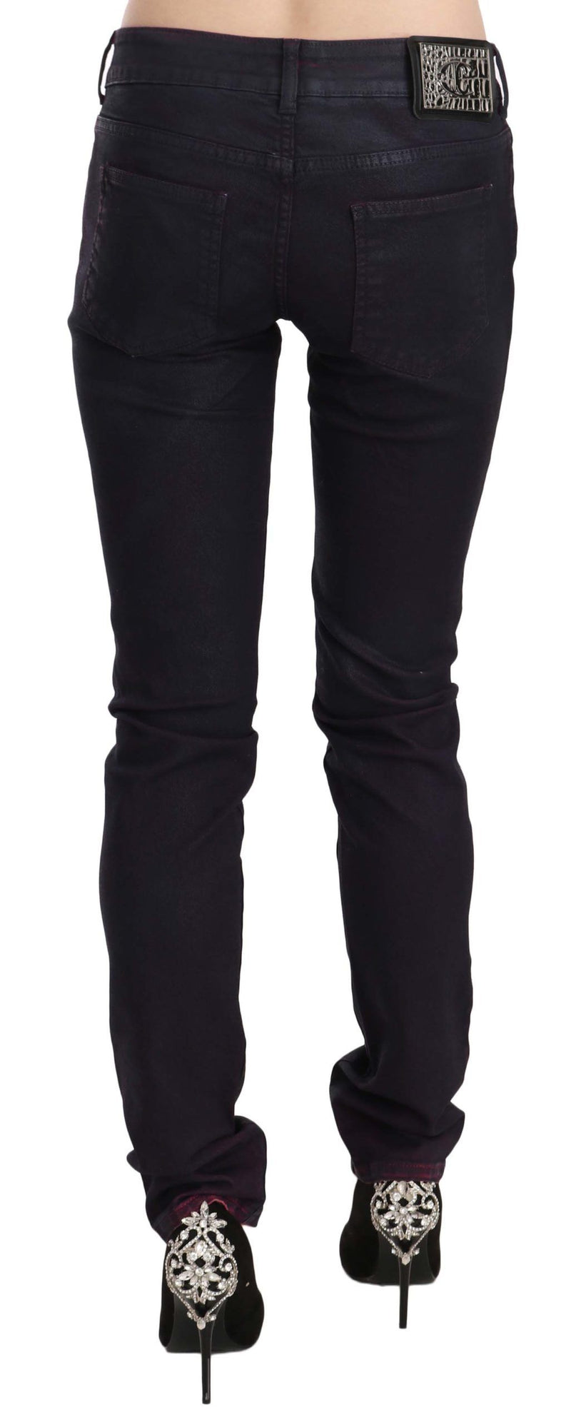 Pantalon en jean skinny noir en coton à taille basse de Just Cavalli
