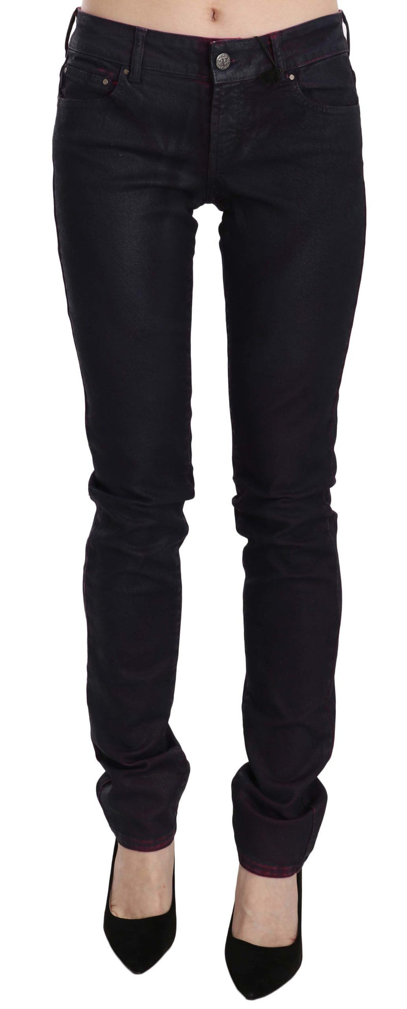Pantalon en jean skinny noir en coton à taille basse de Just Cavalli