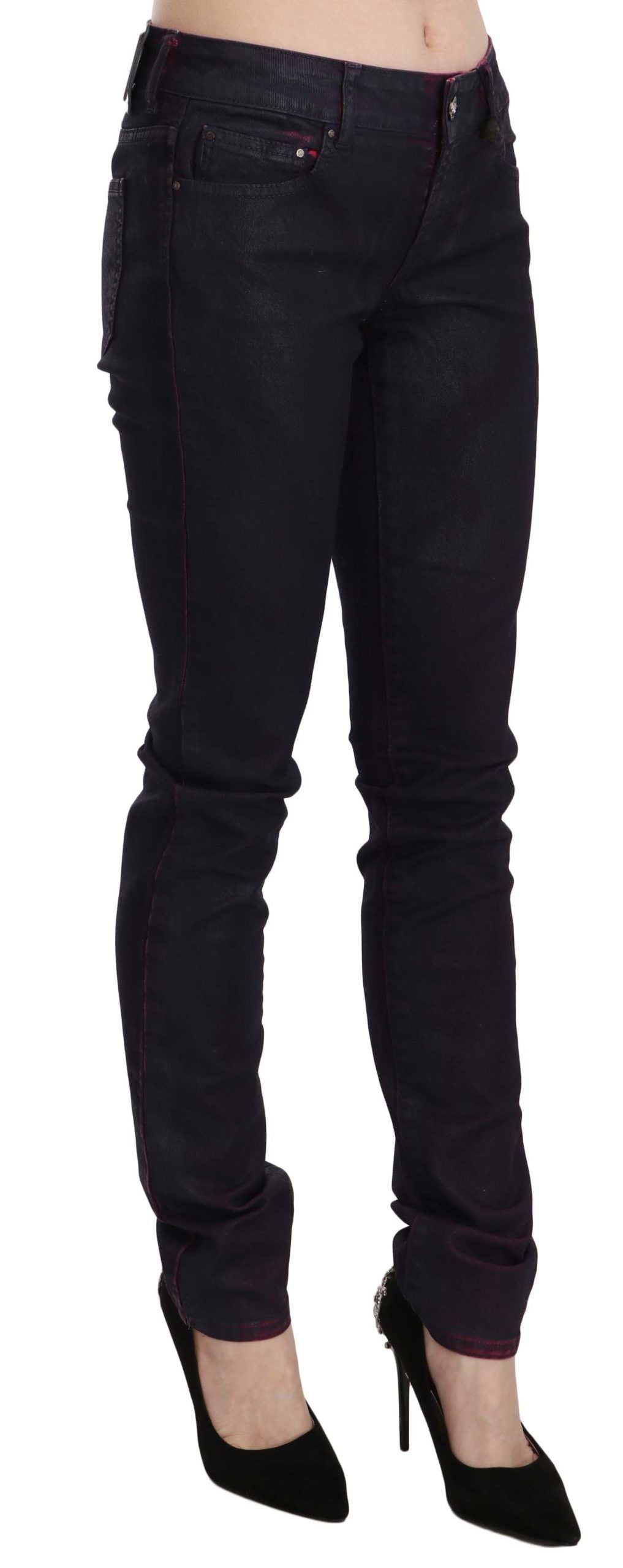 Pantalon en jean skinny noir en coton à taille basse de Just Cavalli