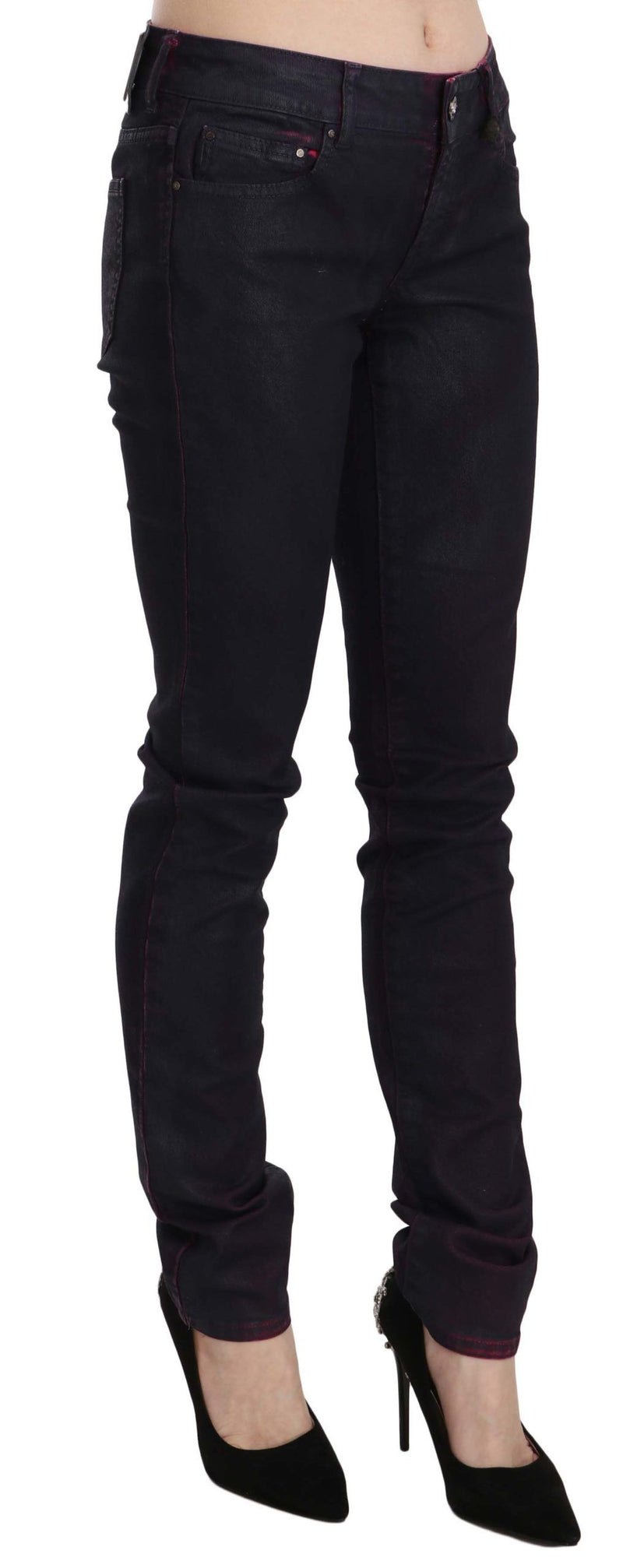 Pantalon en jean skinny noir en coton à taille basse de Just Cavalli