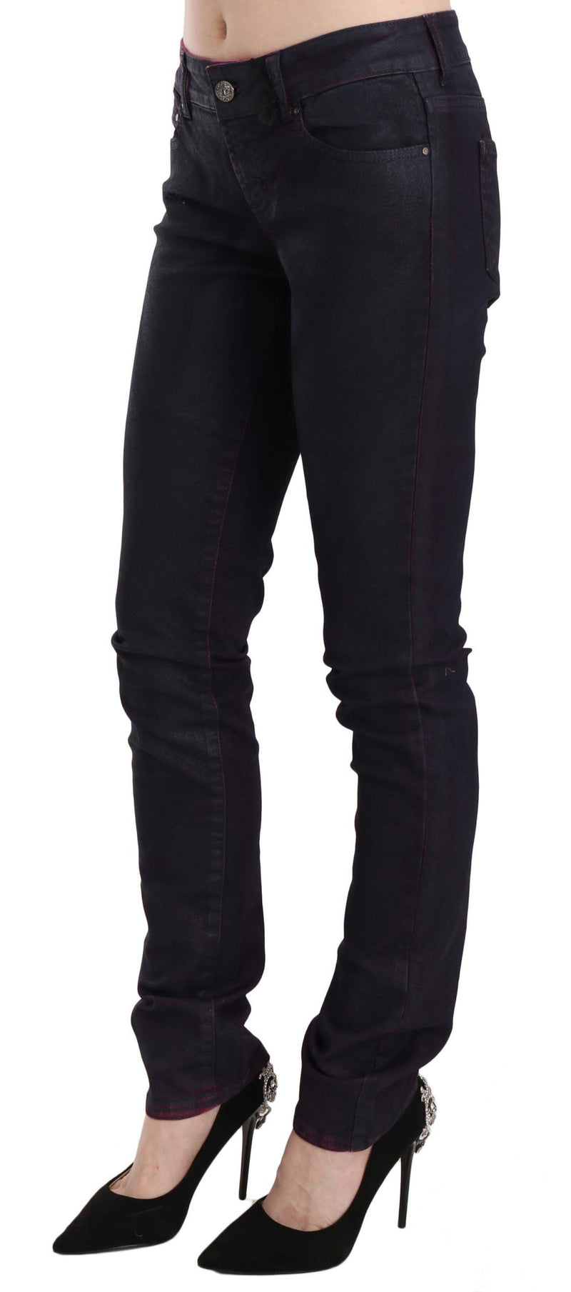 Pantalon en jean skinny noir en coton à taille basse de Just Cavalli