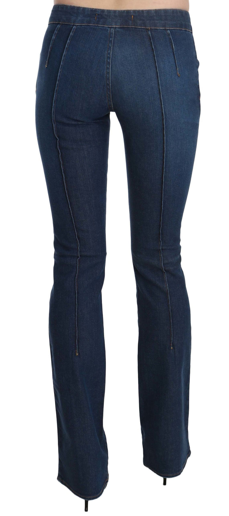Jeans en jean Just Cavalli bleu, taille basse, coupe botte.