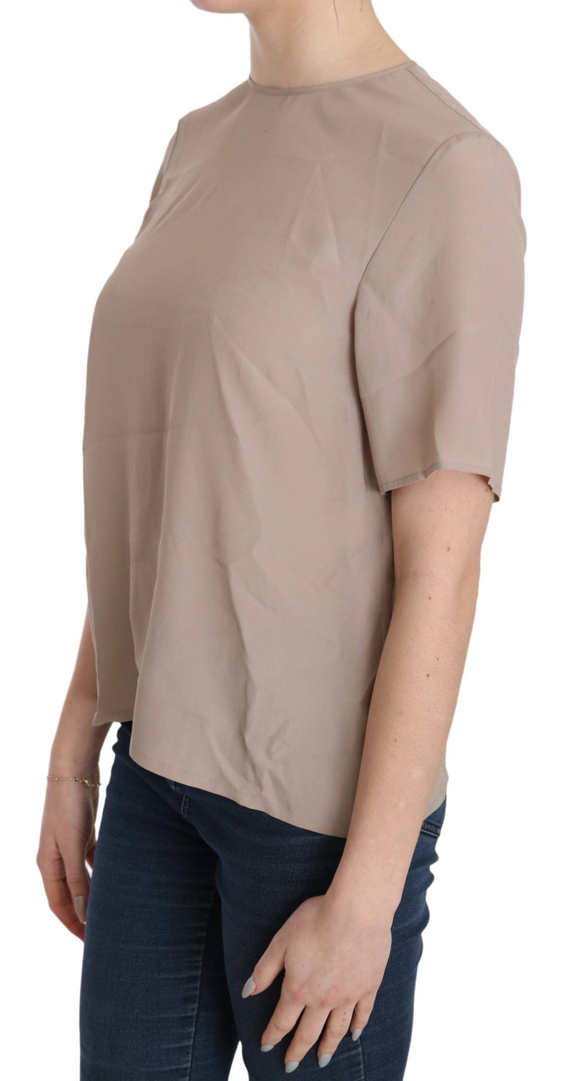 Blouse à manches courtes beige à col rond de Dolce &amp; Gabbana