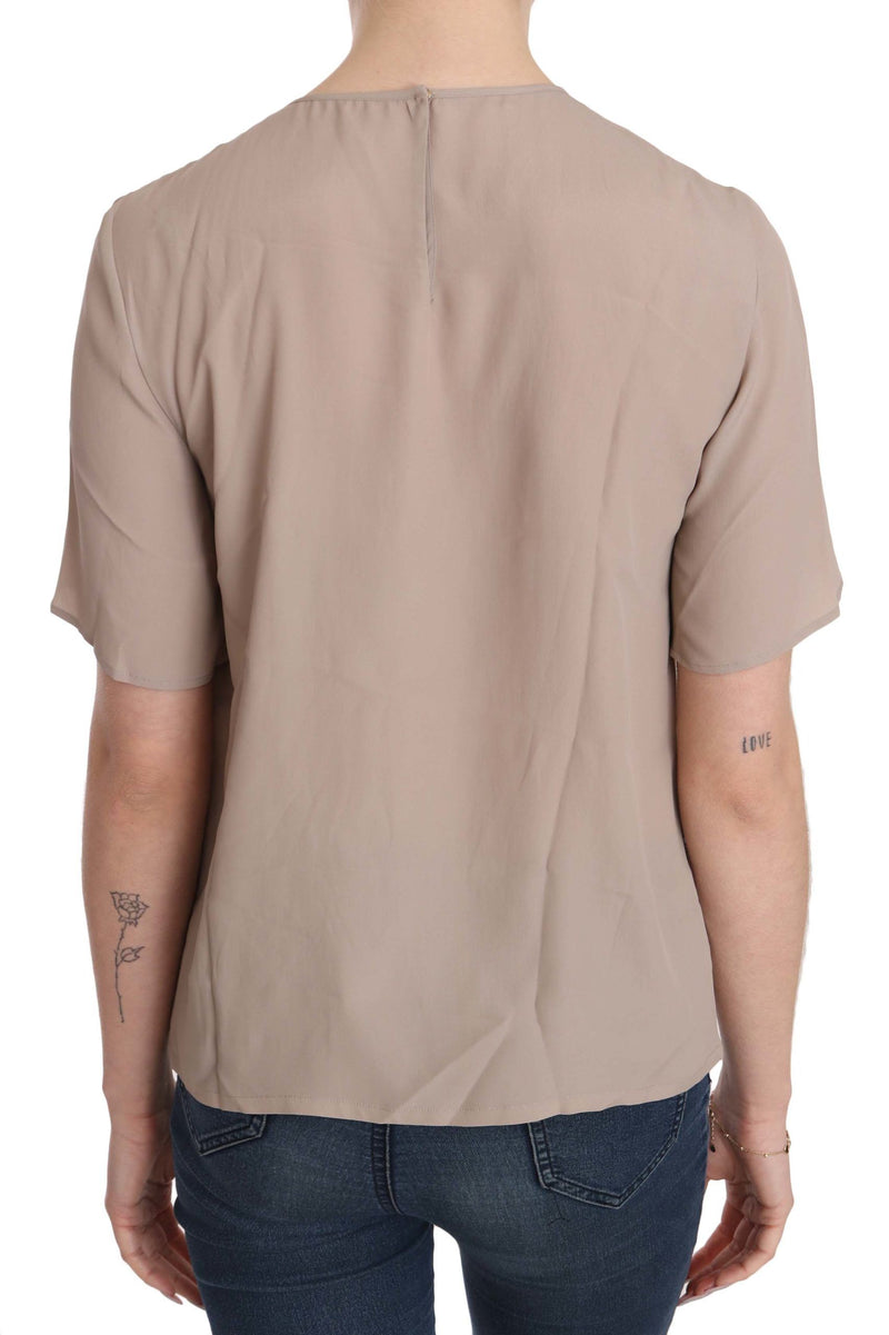 Blouse à manches courtes beige à col rond de Dolce &amp; Gabbana