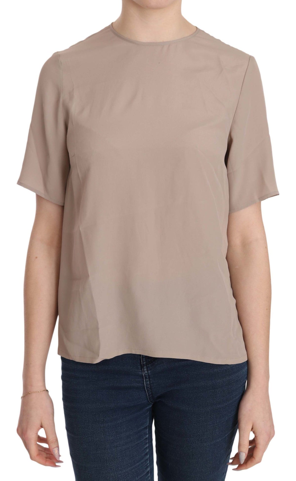 Blouse à manches courtes beige à col rond de Dolce &amp; Gabbana