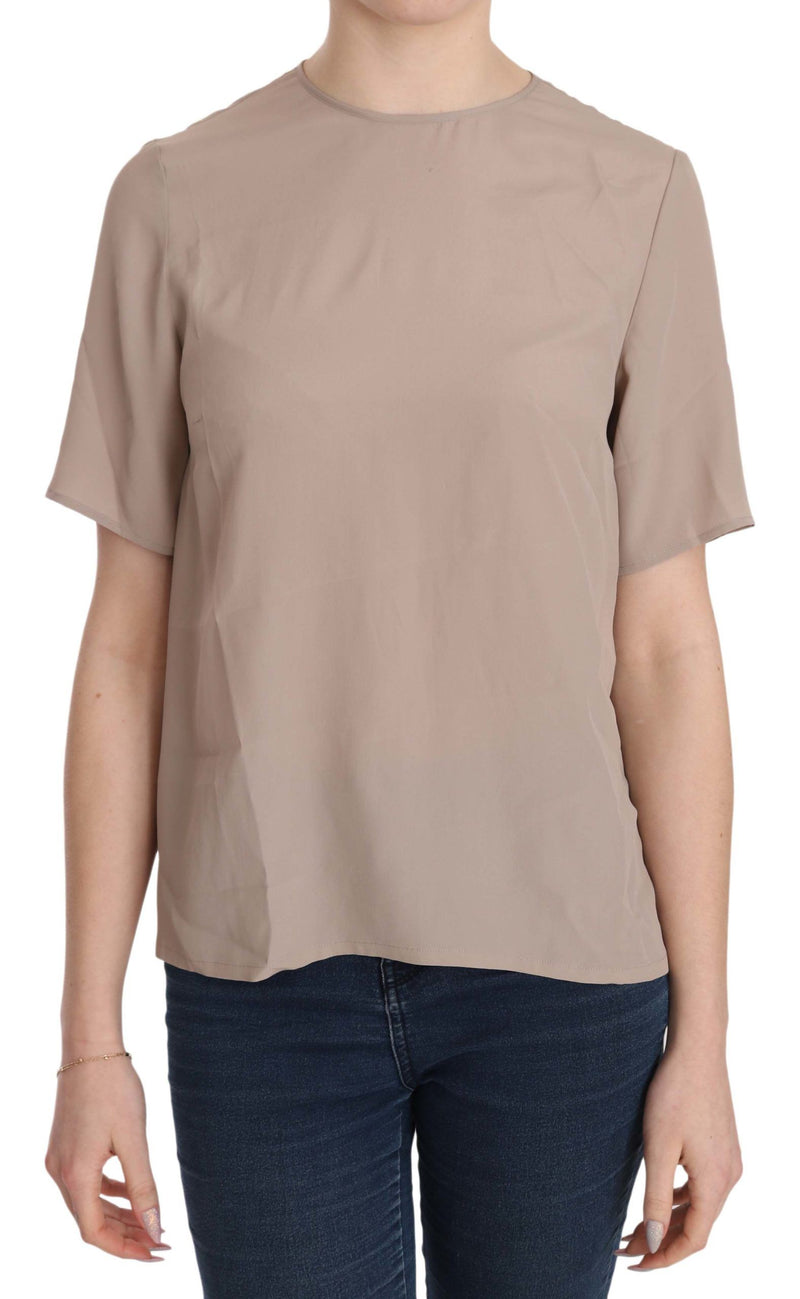 Blouse à manches courtes beige à col rond de Dolce &amp; Gabbana