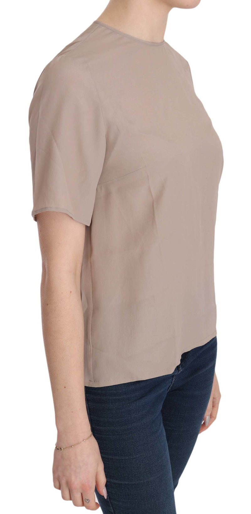 Blouse à manches courtes beige à col rond de Dolce &amp; Gabbana