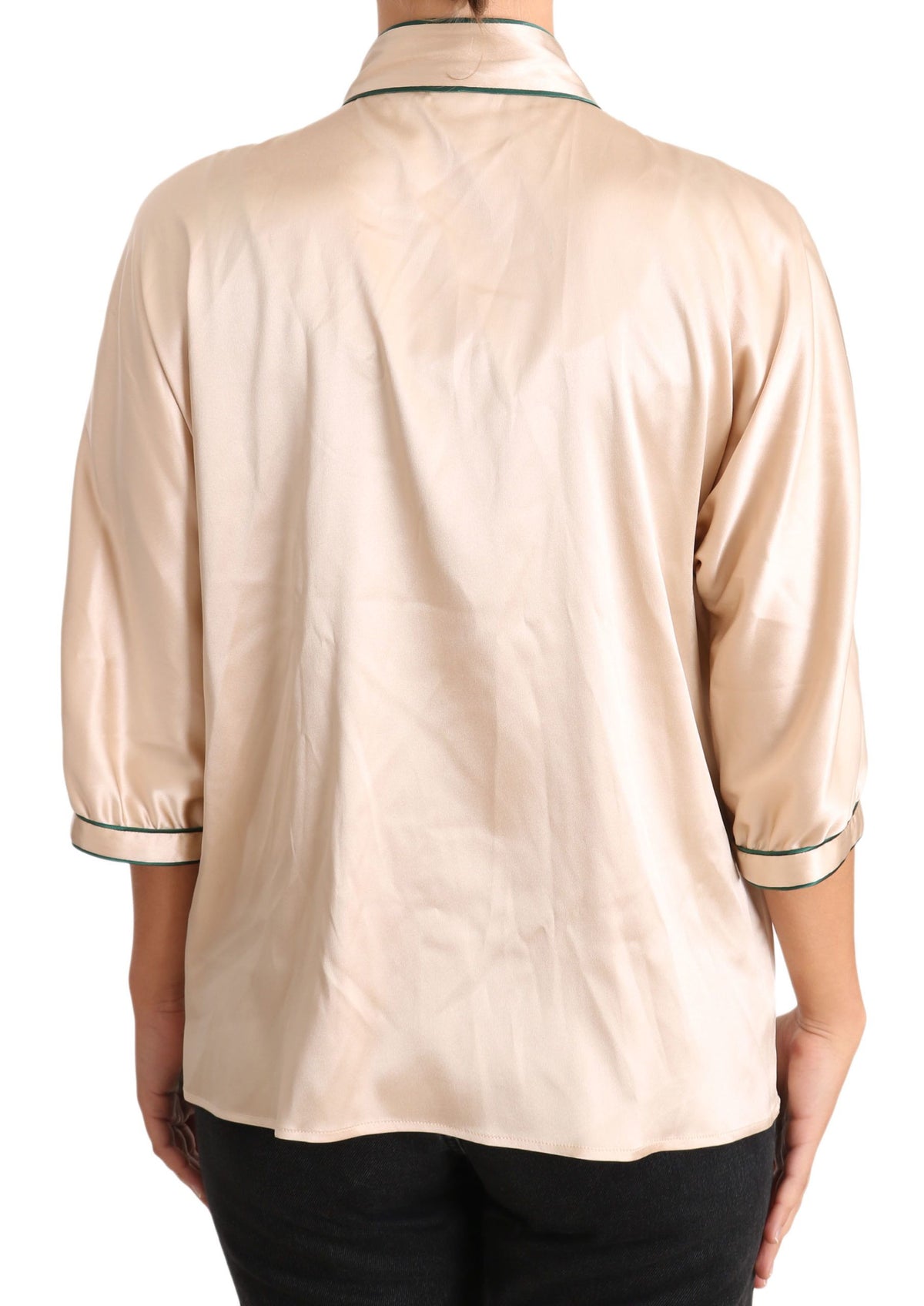Blouse Dolce &amp; Gabbana en soie extensible avec ruban beige