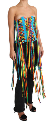 Haut corset en polyester Dolce &amp; Gabbana à plusieurs lacets multicolores