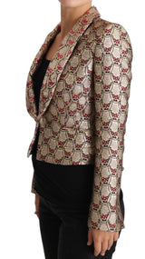 Dolce &amp; Gabbana - Veste-blazer dorée à motifs floraux et paillettes