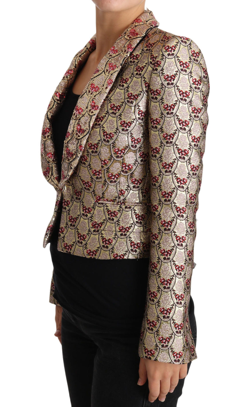 Dolce &amp; Gabbana - Veste-blazer dorée à motifs floraux et paillettes
