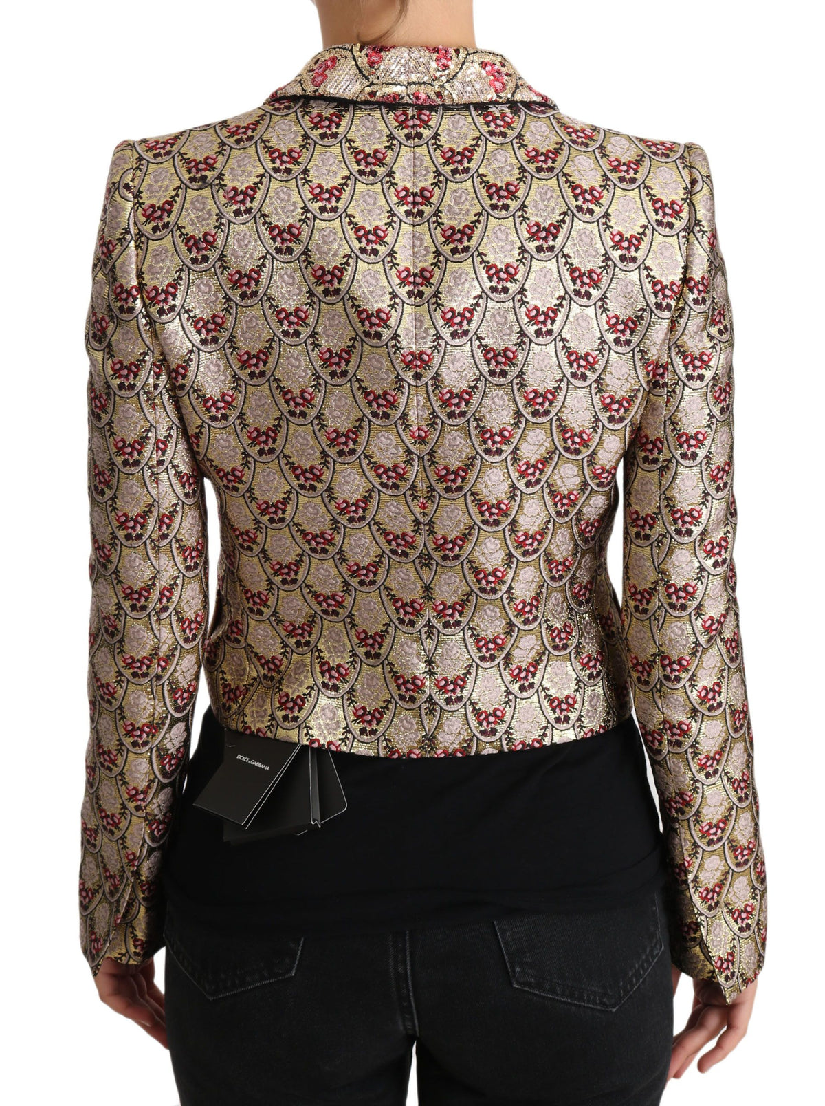 Dolce &amp; Gabbana - Veste-blazer dorée à motifs floraux et paillettes
