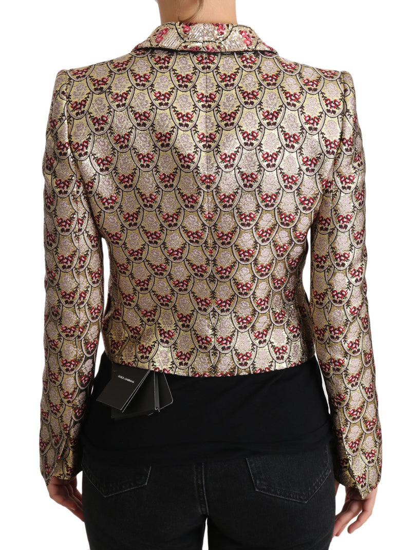 Dolce &amp; Gabbana - Veste-blazer dorée à motifs floraux et paillettes