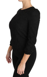 Blouse à lacets floraux et fermeture éclair noire de Dolce &amp; Gabbana