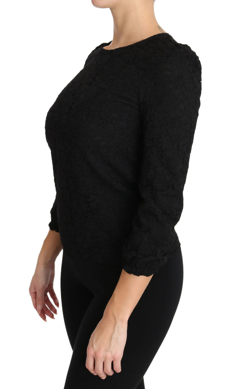 Blouse à lacets floraux et fermeture éclair noire de Dolce &amp; Gabbana