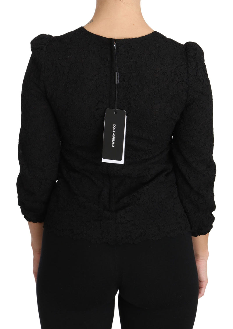 Blouse à lacets floraux et fermeture éclair noire de Dolce &amp; Gabbana