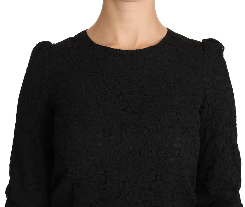 Blouse à lacets floraux et fermeture éclair noire de Dolce &amp; Gabbana