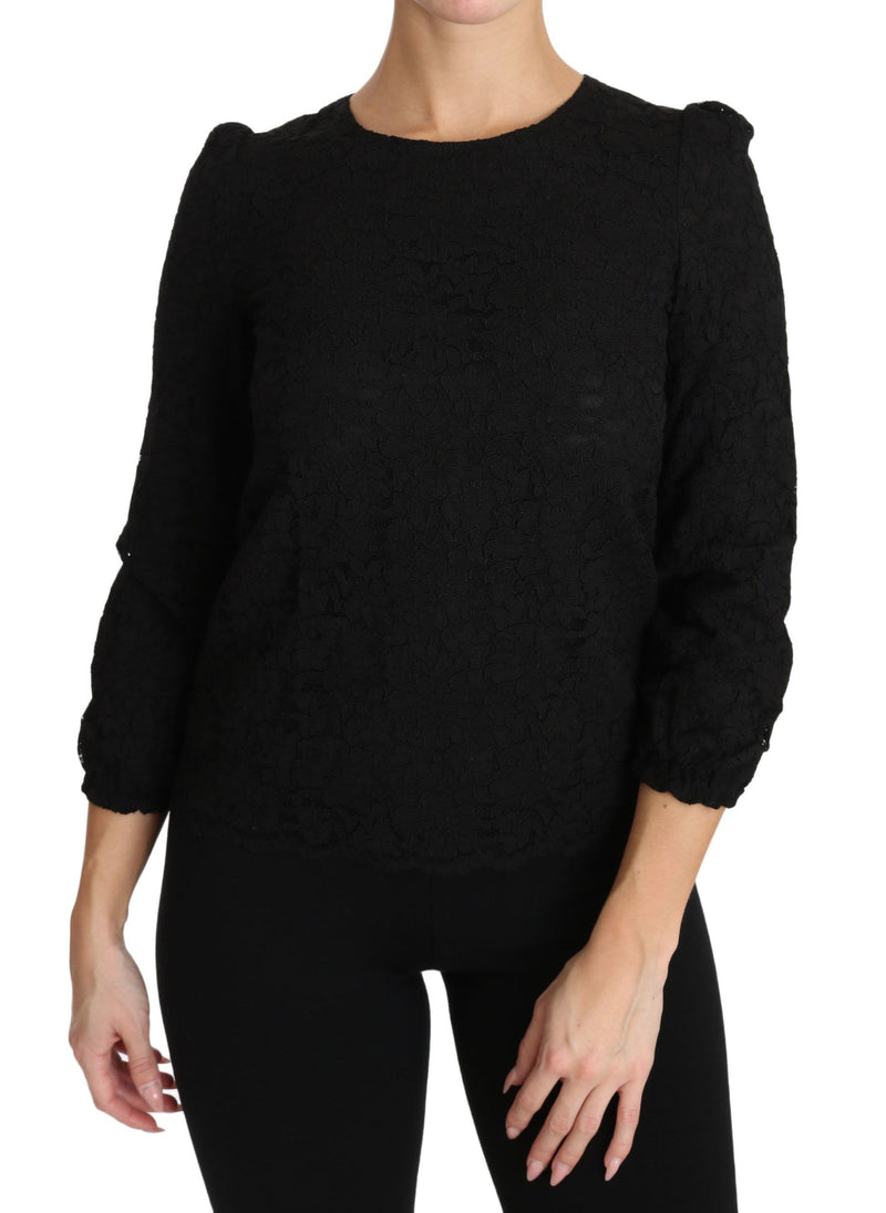 Blouse à lacets floraux et fermeture éclair noire de Dolce &amp; Gabbana