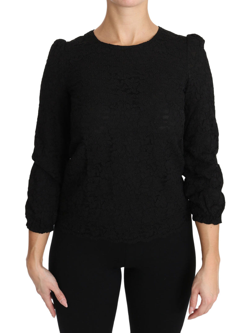 Blouse à lacets floraux et fermeture éclair noire de Dolce &amp; Gabbana