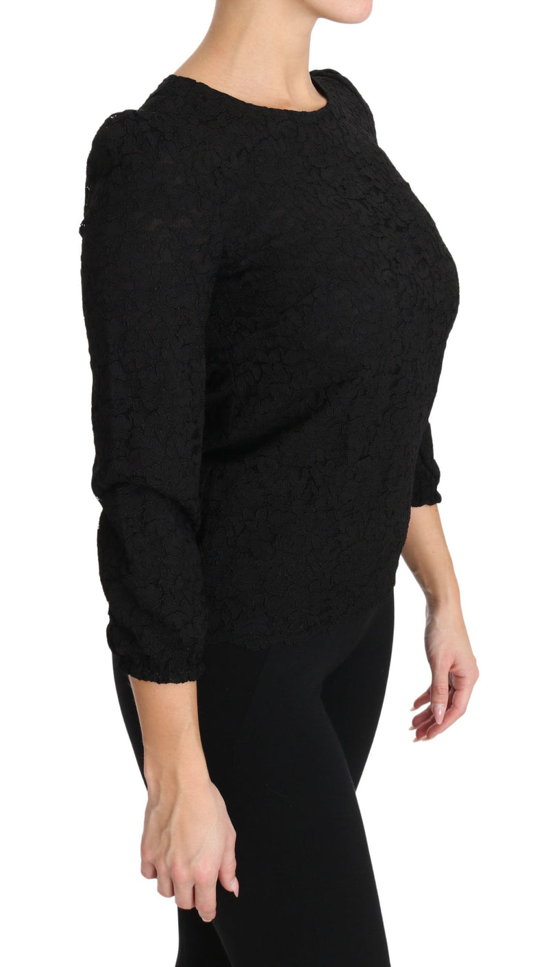 Blouse à lacets floraux et fermeture éclair noire de Dolce &amp; Gabbana