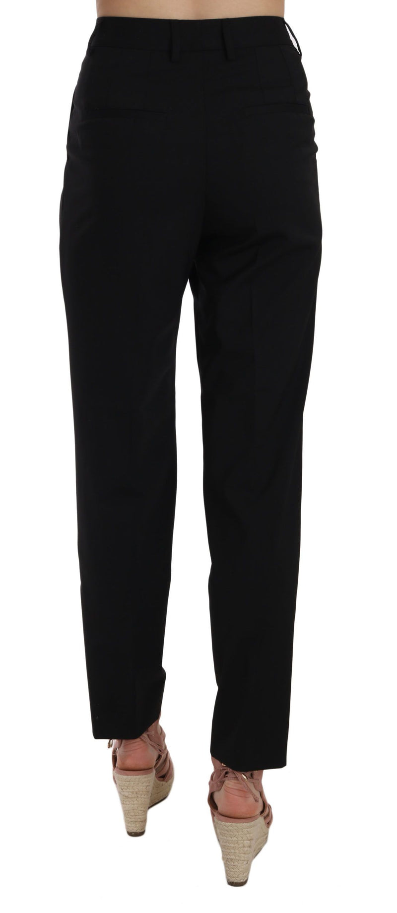 Pantalon taille haute à plis et boutonnage, noir, Dolce &amp; Gabbana