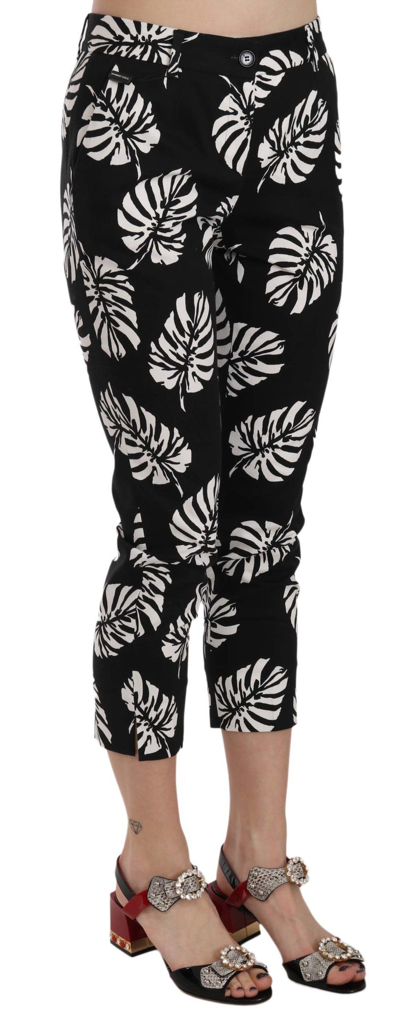 Pantalon skinny noir à imprimé feuilles de palmier de Dolce &amp; Gabbana