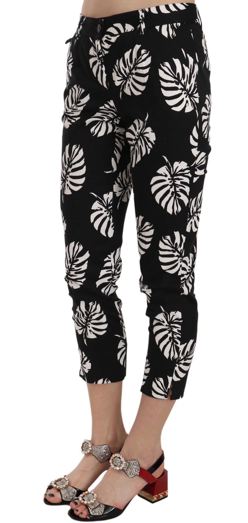 Pantalon skinny noir à imprimé feuilles de palmier de Dolce &amp; Gabbana