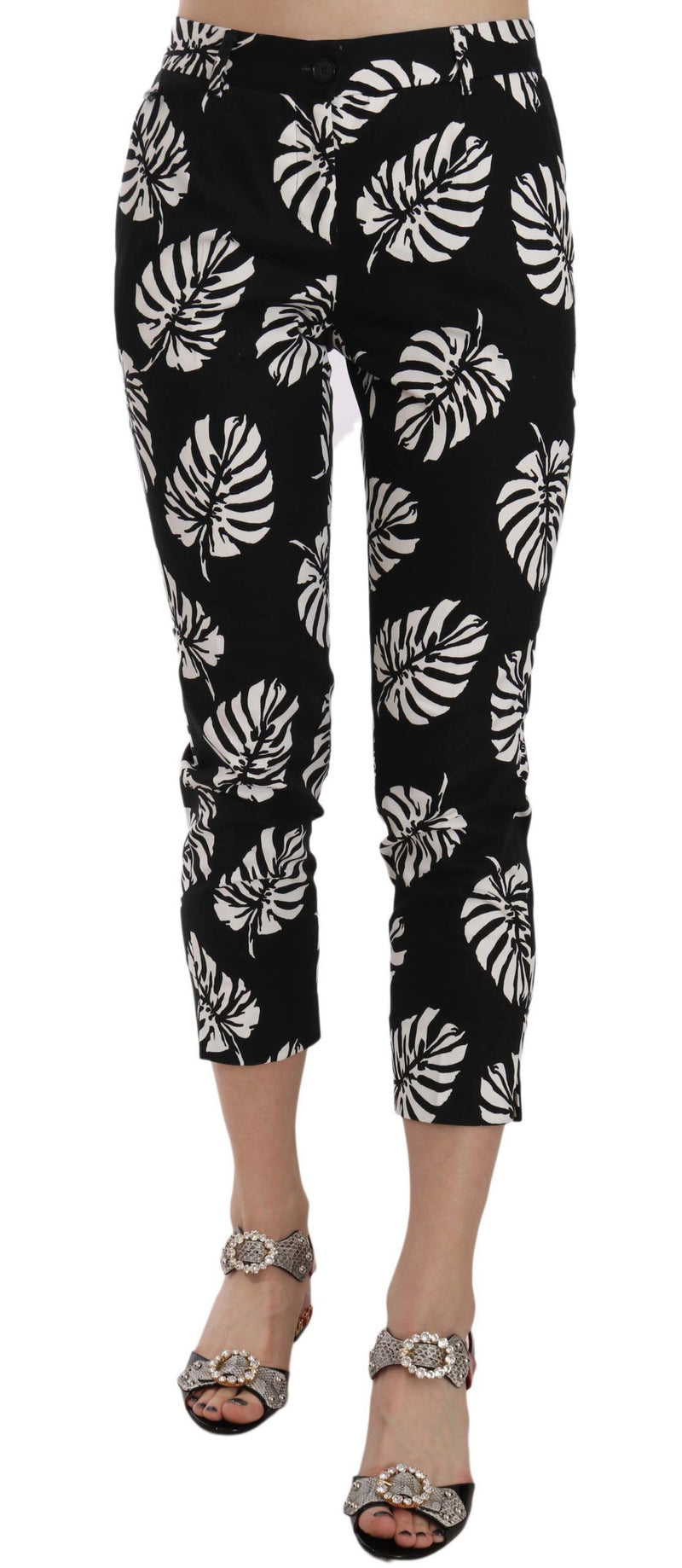 Pantalon skinny noir à imprimé feuilles de palmier de Dolce &amp; Gabbana