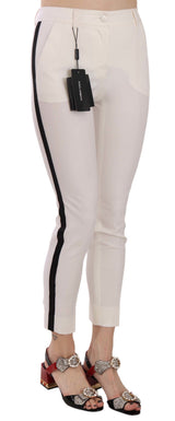 Pantalon skinny blanc à bandes latérales de Dolce &amp; Gabbana