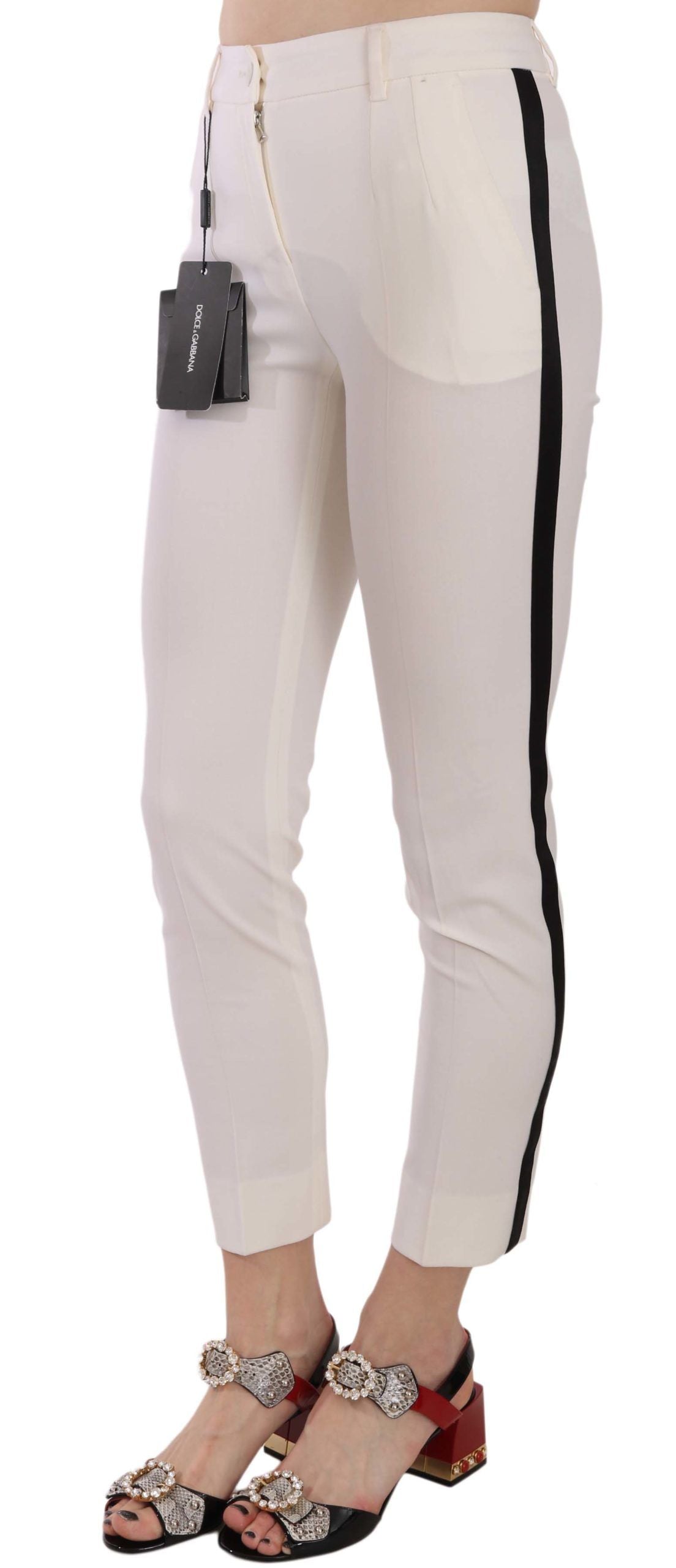 Pantalon skinny blanc à bandes latérales de Dolce &amp; Gabbana