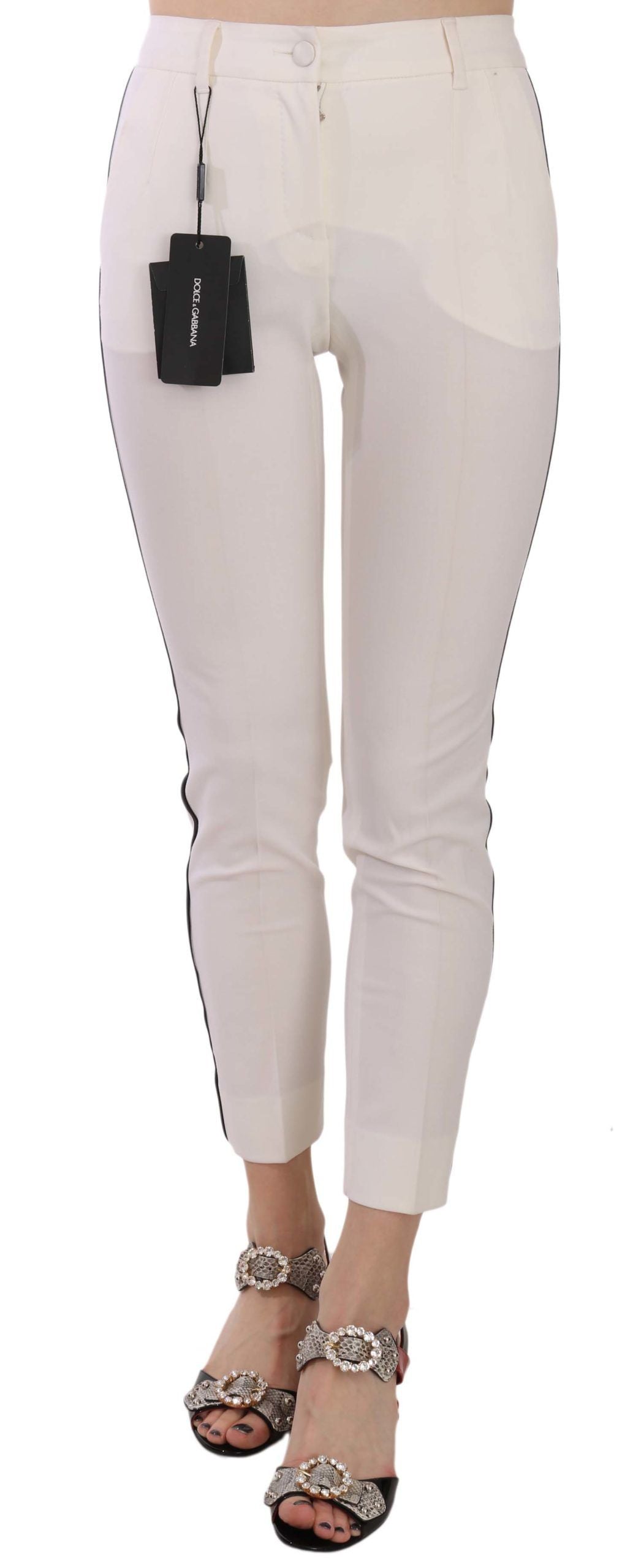 Pantalon skinny blanc à bandes latérales de Dolce &amp; Gabbana